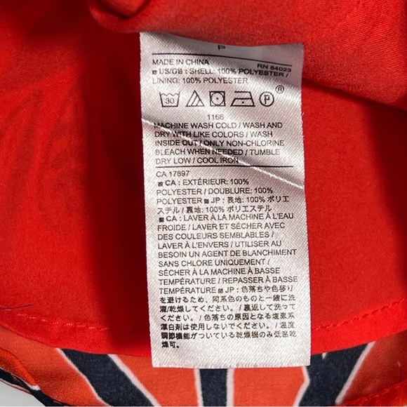 Banana Republic Orange Blue Twist Neck Top Size Small Tropical Vacation Resort - Picture 4 of 6